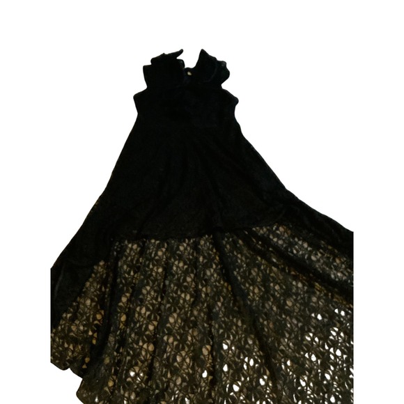 New York & Company Dresses & Skirts - New York & Company Black Lace High Low Ruffle Neck Sleeveless Cocktail Dress